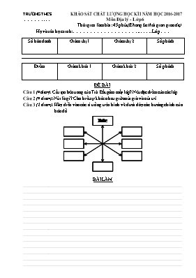 Đề và đáp án khảo sát chất lượng học kì I Địa lí lớp 6 - Năm học 2016-2017